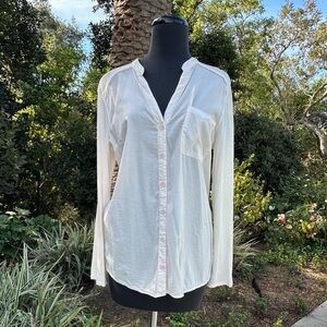 NWT Splendid "Casey" sheer long sleeve top with raw hem details - size M